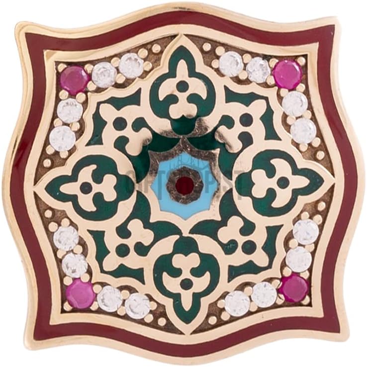 Motif Style Turkish Handmade All Authentic Jewelry Red Enamel Round Cut Ruby Topaz 925 Sterling Silver Ring Size All