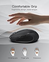 Vista 2 de Inateck Ratón inalámbrico Bluetooth, ratón Bluetooth silencioso de 2.4G para tableta (modo Tri: Bluetooth 5.0/3.0+2.4Ghz), 5 niveles de DPI