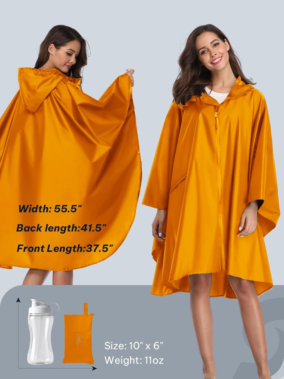 SaphiRose Unisex Rain Poncho Waterproof Raincoat Hooded for Adults Women with Pockets - Image 5
