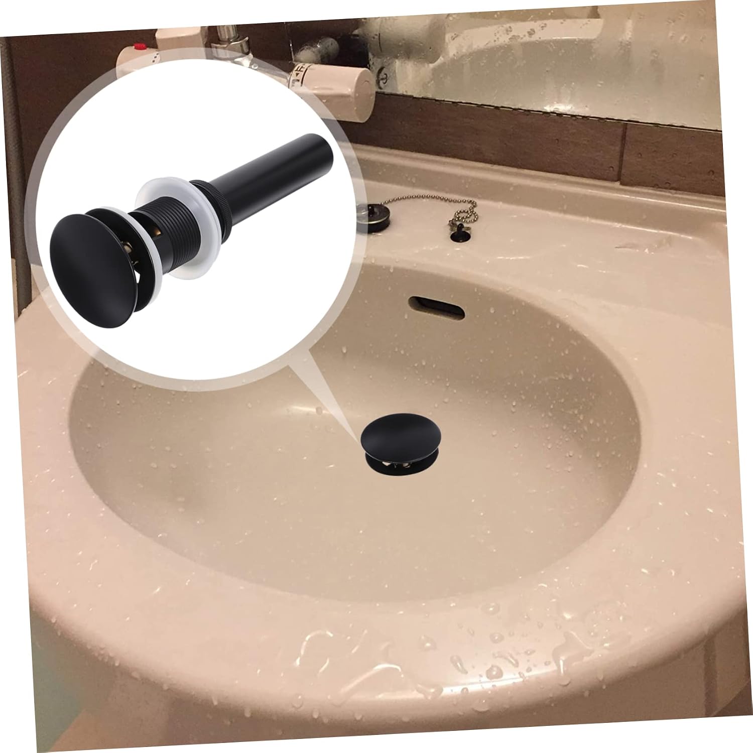 LIFKOME Copper Pop up Drain Stopper for Bathroom Sink Durable Solid Finish Prevents Clogs Suitable for Lavatory Vanity Overflow