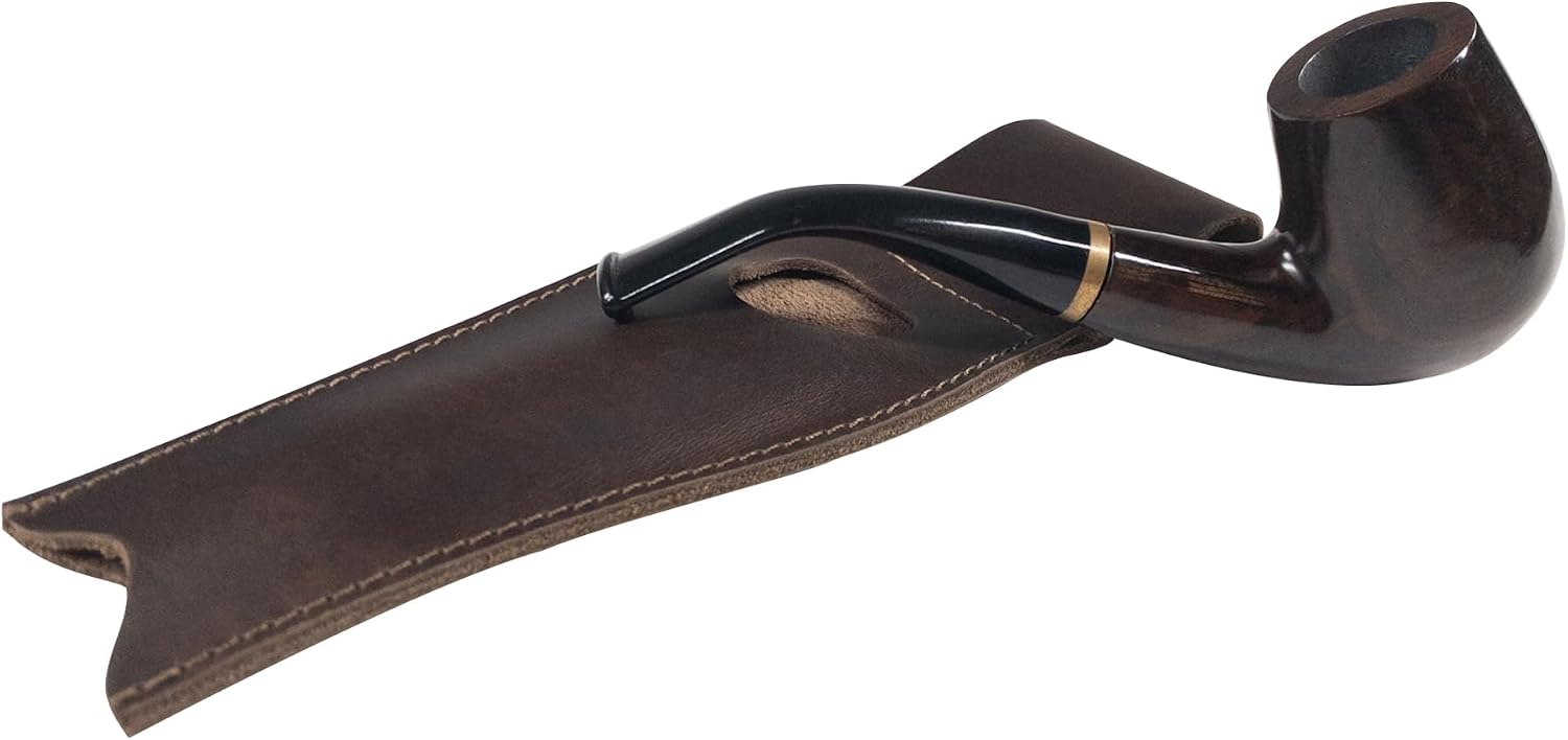 La Antigua, Rustic Pipe Holder with Belt Loop, Waist Case, Travel Accessory, Full Grain Leather, Handmade, Bourbon Brown