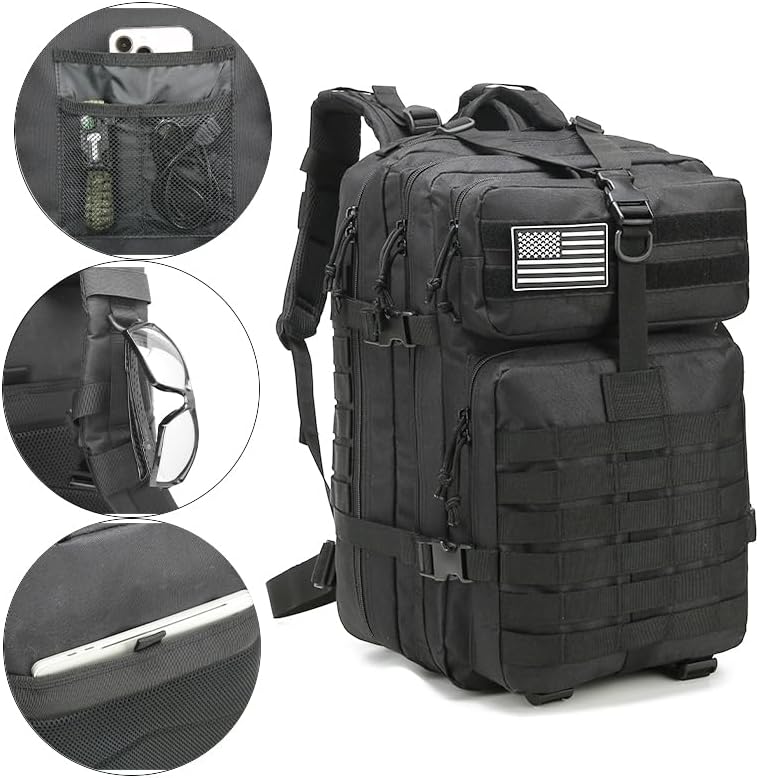 Tactical Backpack for Men, 45L Military Gym Backpacks, Large 3-Day Assault Pack Bug Out Bag MOLLE Daypack for Rucking Fishing Camping (Red) - Image 9