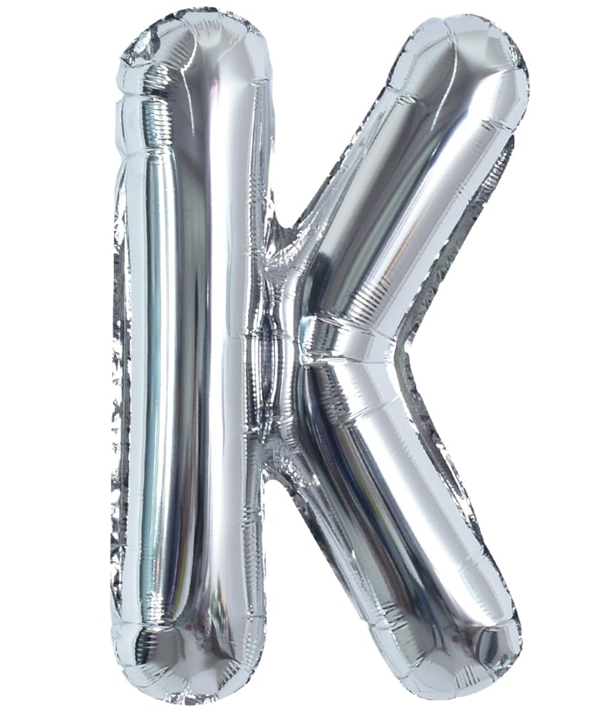TONIFUL 40 Inch Large Silver Letter K Balloons Helium Balloons,Foil Mylar Big Balloons for Birthday Party Anniversary Supplies Decorations