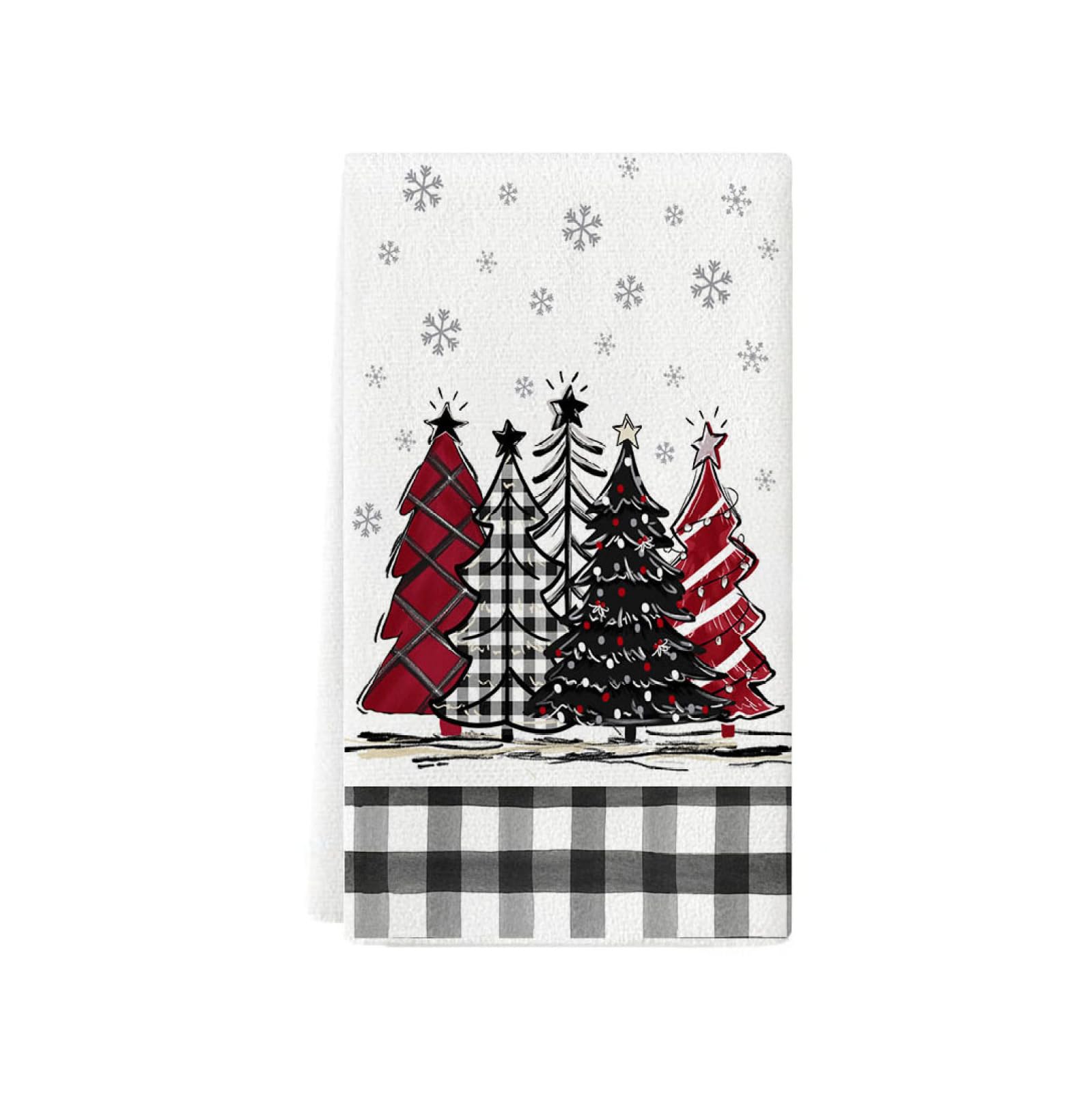 Trapos de Cocina Árbol De Navidad Rojo Paño Cocina Tacto Suave Poliéster Fácil de Limpiar Lavable a Máquina Reutilizables para Baño Restaurante Picnic Toallas 4 Piezas (40x60 cm)