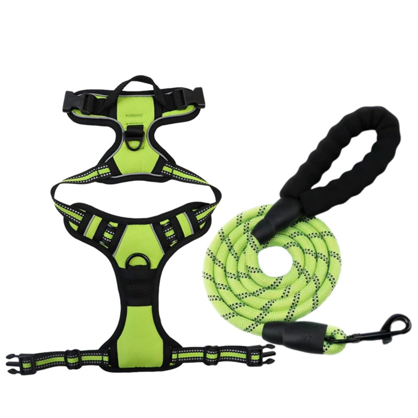PawSafe No Pull Dog Harness, Adjustable Soft Padded Pet Vest with Front & Back Clips, Suitable for Training & Walking (green-1set,M)