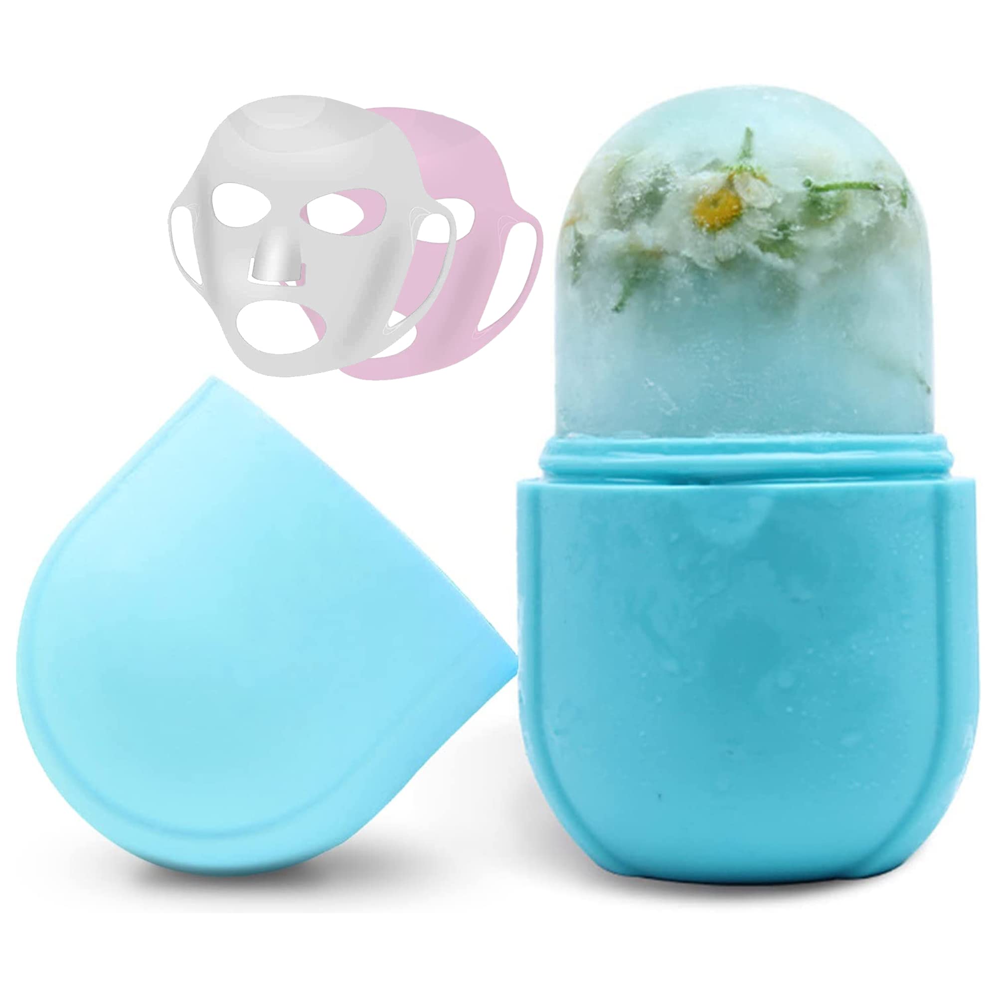 Ultimate Skincare Refreshment: 2pcs L-03-01 Face Ice Apparatus Massage Ice Roller Beauty Makeup Silicone Face Ice Tray (Olive Green) for Cooling, Toning, and Glowing Skin