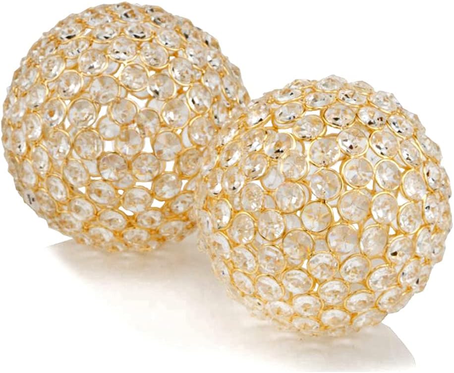 Modern Day Accents Facetas 5" Gold Cristal Spheres - Set of 2