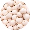 MJIYA Natural Wooden Beads, Round Beads Loose Beads Rustic Country Beads Suitable for DIY Jewelry Making, Home Decoration 50pcs 18mm, Beige