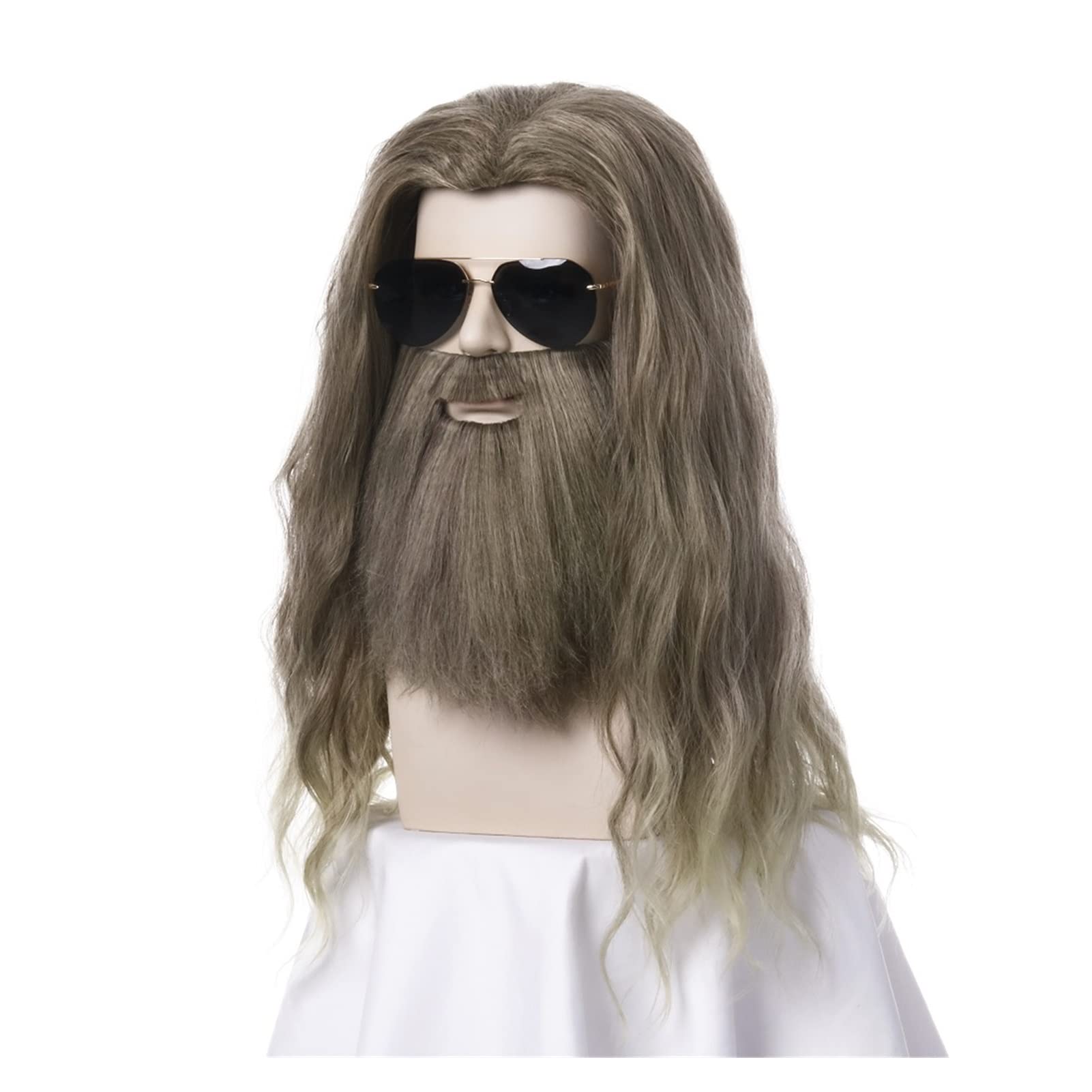 Peruka dla mężczyzn, peruka i broda, długie, falowane, syntetyczne peruki do Cosplay, mieszane kolory, na imprezę halloweenową (kolor: różne kolory)