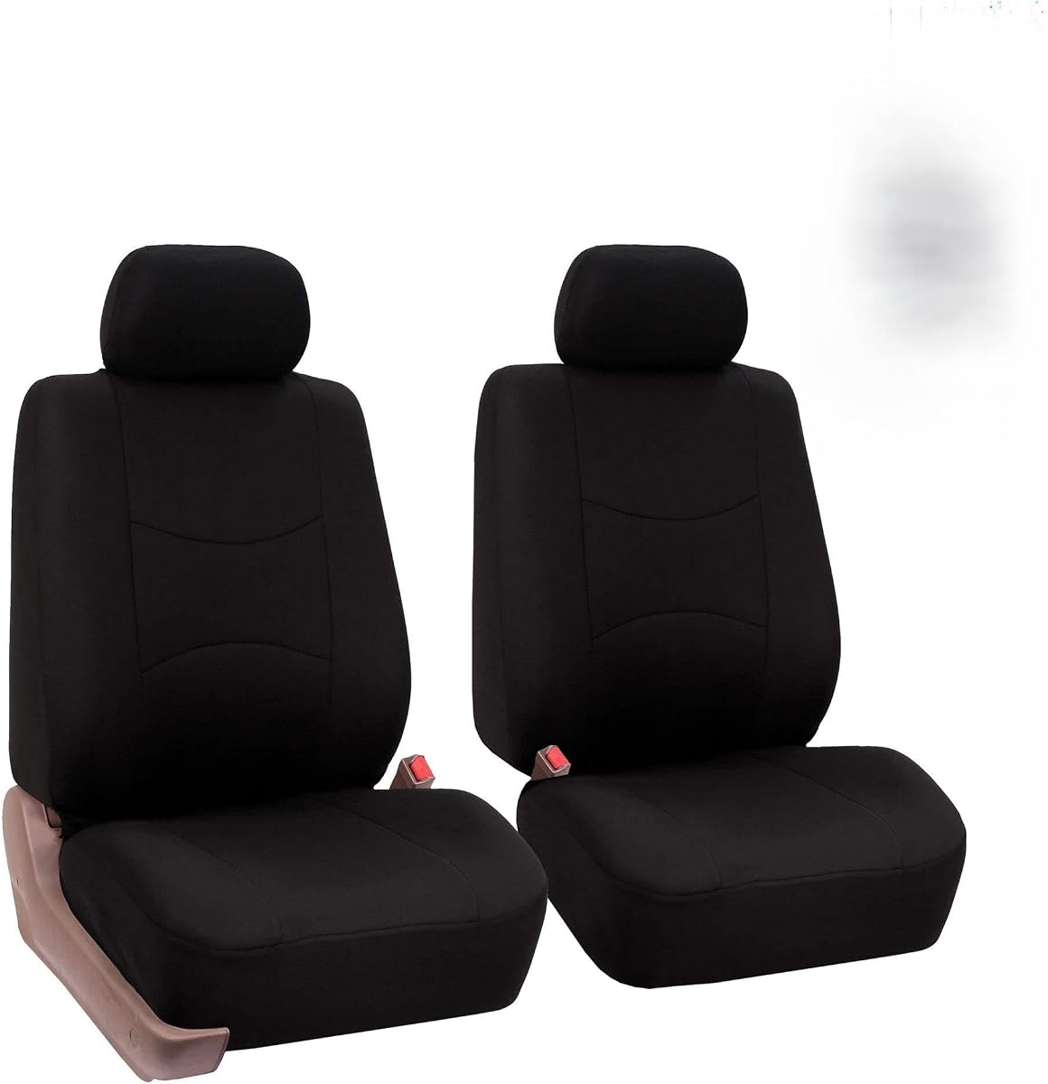 FH Group Pair Set Flat Cloth Car Seat Covers- Universal Fit for Trucks, SUVs, and Vans (Black) FB050102