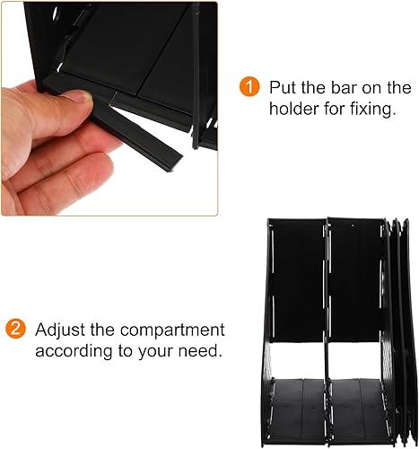 Miniatura 4 de PATIKIL Soporte plegable para archivadores, 4 compartimentos verticales, organizador de escritorio resistente para oficina, libros, organización de