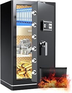 FABAO Wifi Smart 8.1 Cuft Extra Large Home Safe Fireproof Waterproof, Anti-theft Fireproof Safes Box for Home Use, Digital Security Safe with Fingerprint Keypad Lock,Spare Keys and Alarm System
