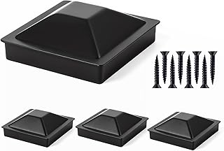 4 Set 4“x 4“(Actual 3.5" x 3.5") Aluminum Pyramid Fence Post Caps,Black Matte Post Covers Fit 4x4 Nominal Wood Post for Fence Wood Post of Decks or Corridors
