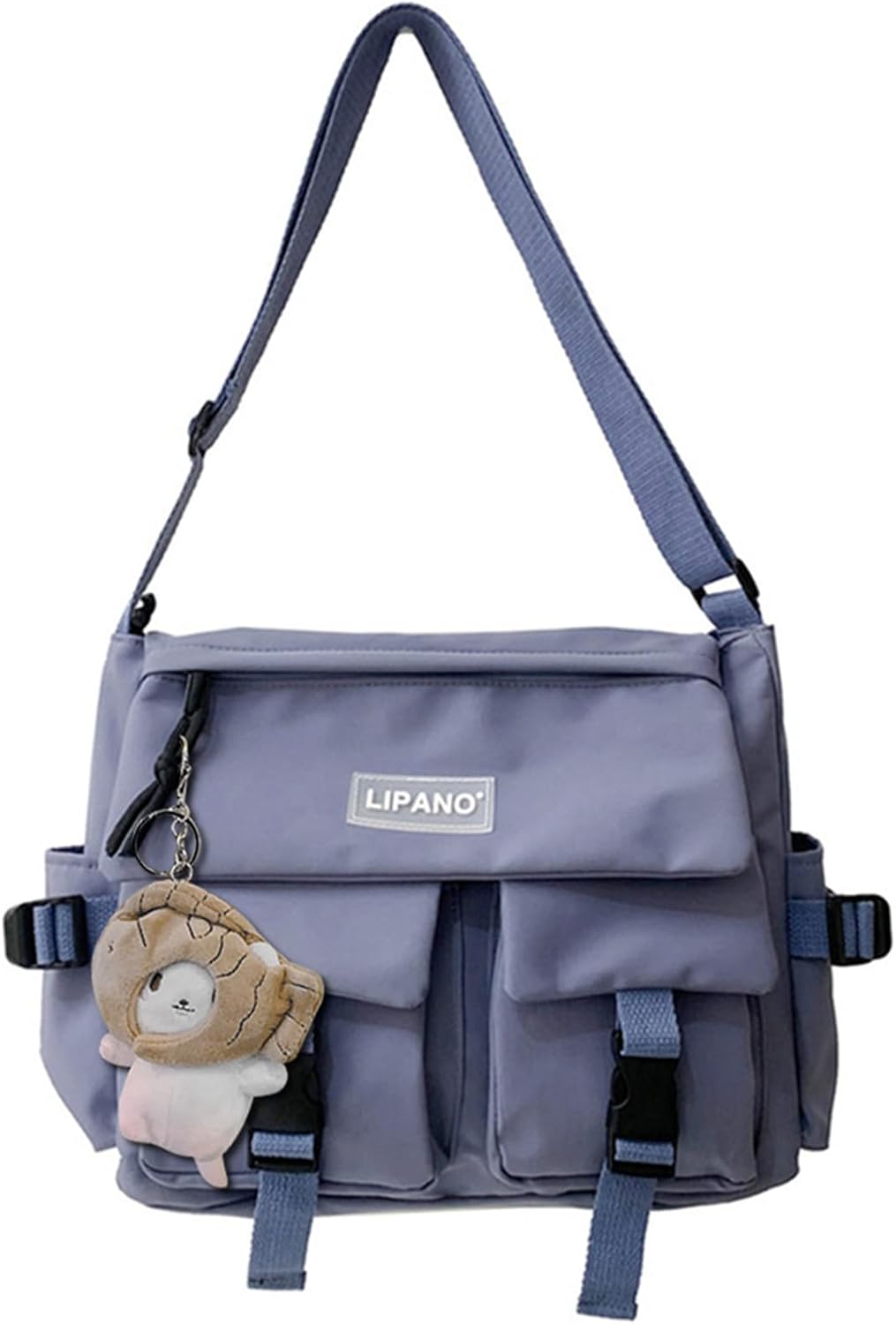 JQAliMOVV Nylon Messenger Bag Aesthetic Kawaii Bags with Doll Pendent Cute Japanese Messenger Bag for School