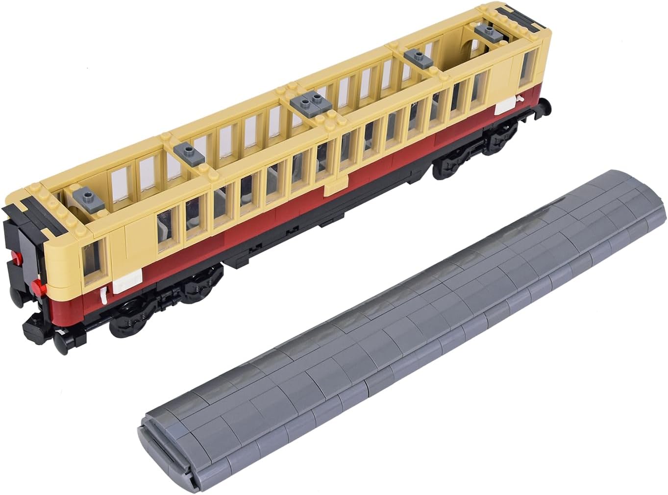 Train Building Block Rail Car Kit Single Carriage Expansion, Compatible with All Major Brands for MOC Trains