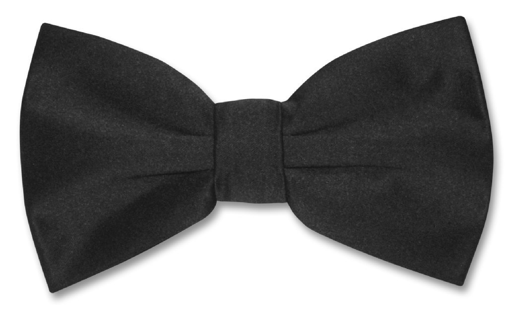 Vesuvio Napoli BOWTIE Solid BLACK Color Men's Bow Tie for Tuxedo or Suit