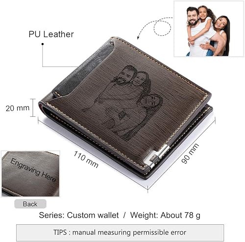 Miniatura 2 de Carteras personalizadas para hombres, cartera de fotos para novio y papá, cartera personalizada para padre, cartera con imagen grabada para hombres