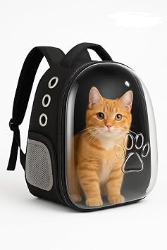 Zekton Siyah El Ve Sırt Çantası 2 Fileli Cep 9 Hava Kanallı Kedi Taşıma Çantası