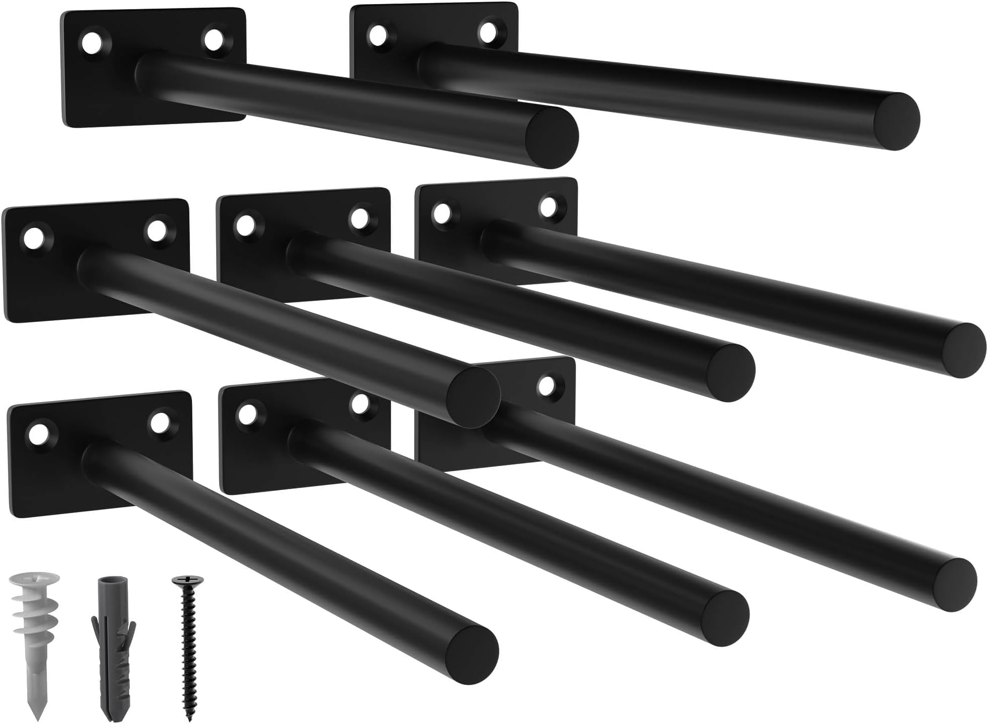 LEOPO Black 8-Pack 8 inch Floating Shelf Brackets, Hidden Shelf Bracket for Wood, Concealed Blind Shelving Support,Invisible Coated Brackets for DIY Decorative,Fit for Kitchen, Bathroom,Study Room