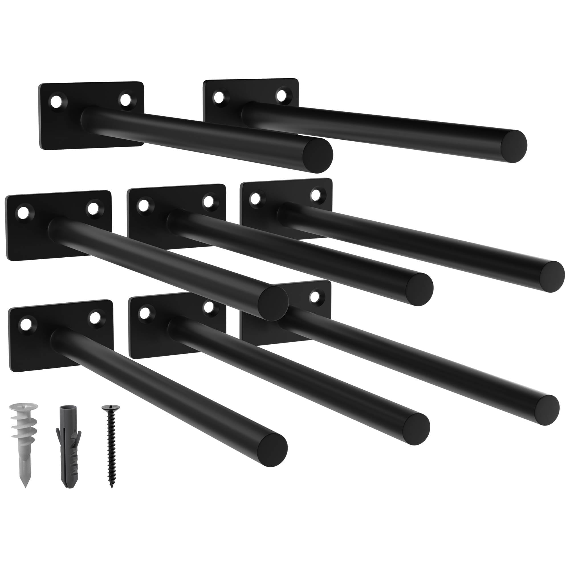 LEOPO Black 8-Pack 8 inch Floating Shelf Brackets, Hidden Shelf Bracket for Wood, Concealed Blind Shelving Support,Invisible Coated Brackets for DIY Decorative,Fit for Kitchen, Bathroom,Study Room