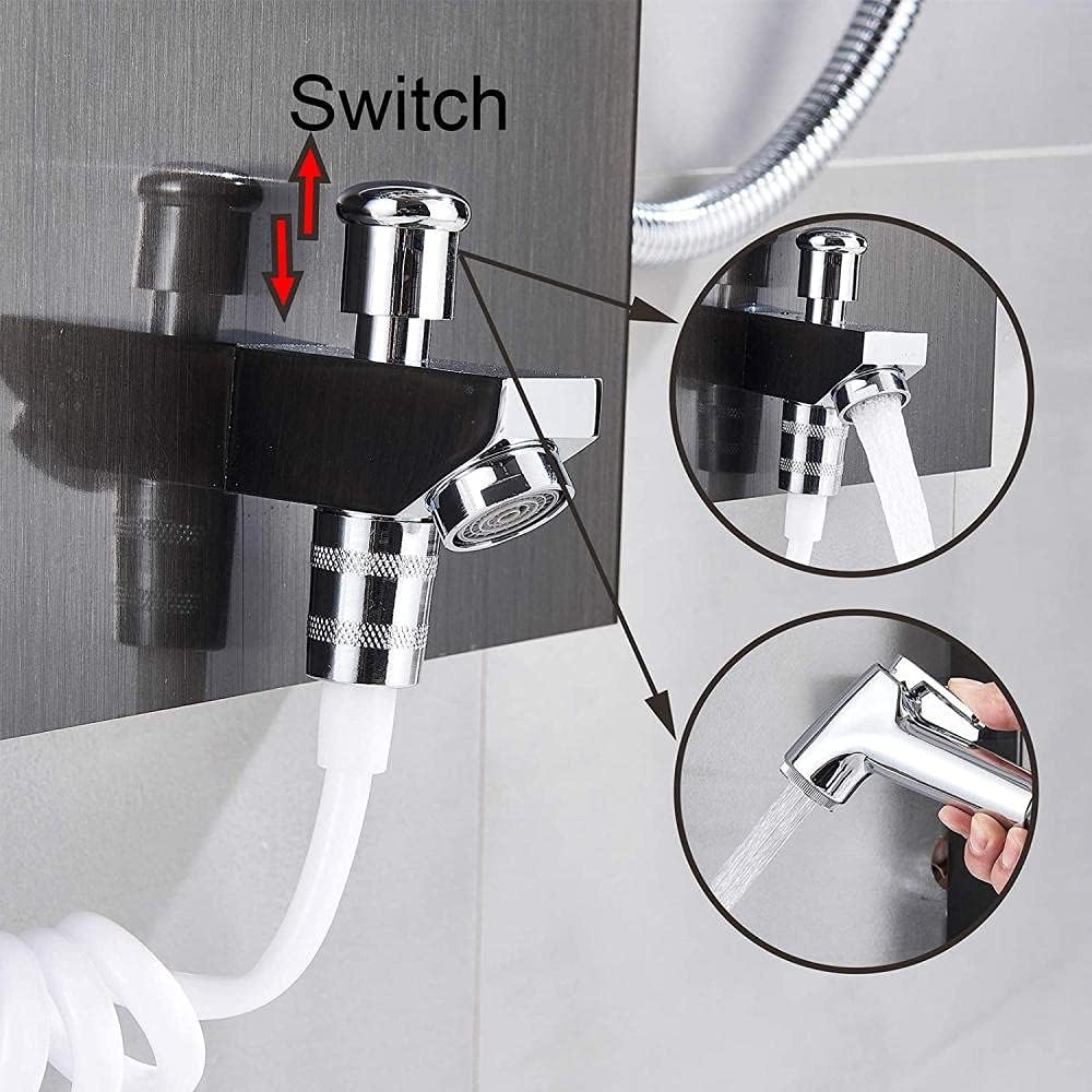Shower Panel LED Shower Set 6 Function Water Temperature Display with Waterfall Shower Pot Body Massage Nozzle Hand Shower and Bath Tap for Bathroom