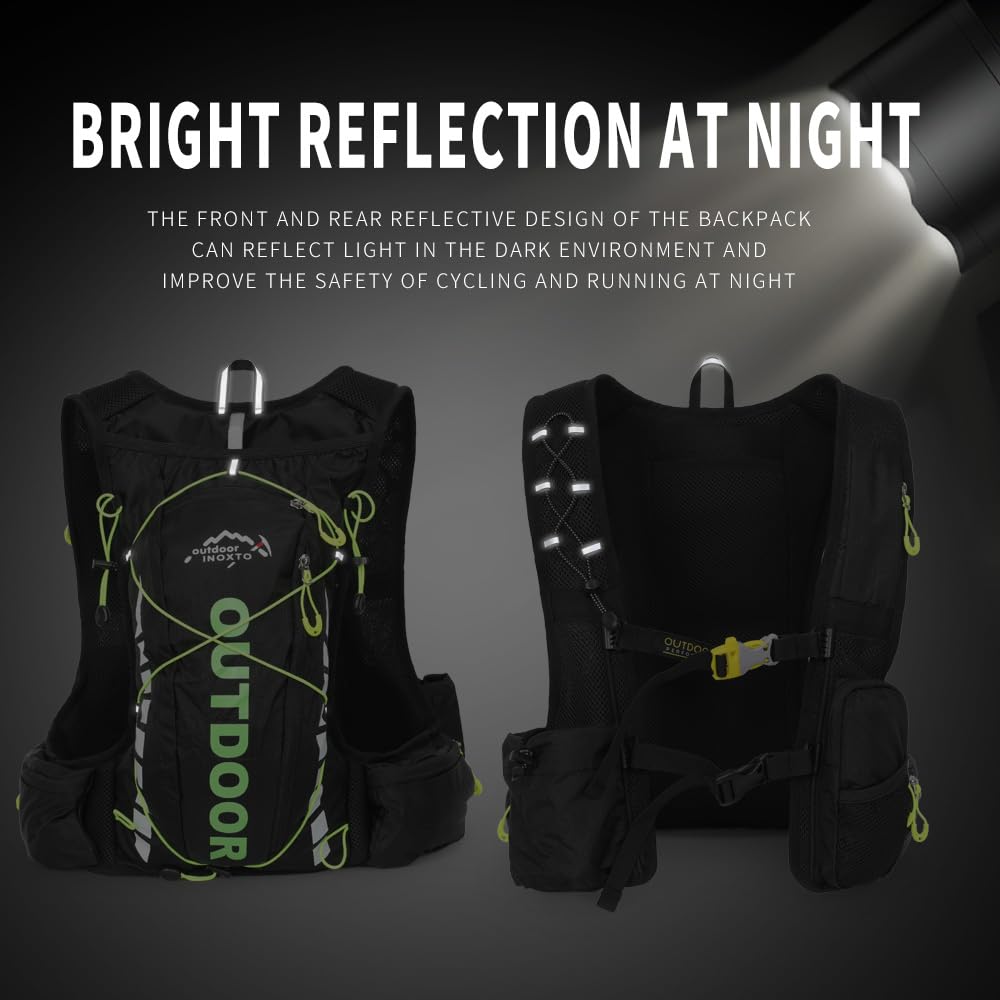 Mochila de hidratación IX INOXTO para correr, chaleco de hidratación con bolsa de agua de 1.5 L para hombres y mujeres, mochila de agua ligera para senderismo, ciclismo, escalada, camping