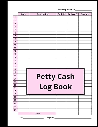 Petty Cash Log Book Petty Cash Ledger Book for Business to Track and Handling Money, Financial Record Keeping Notebook for Small Business