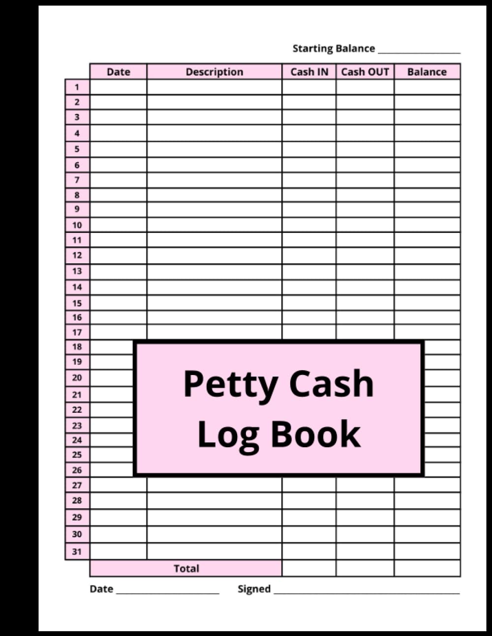Petty Cash Log Book: Petty Cash Ledger Book for Business to Track and Handling Money, Financial Record Keeping Notebook for Small Business