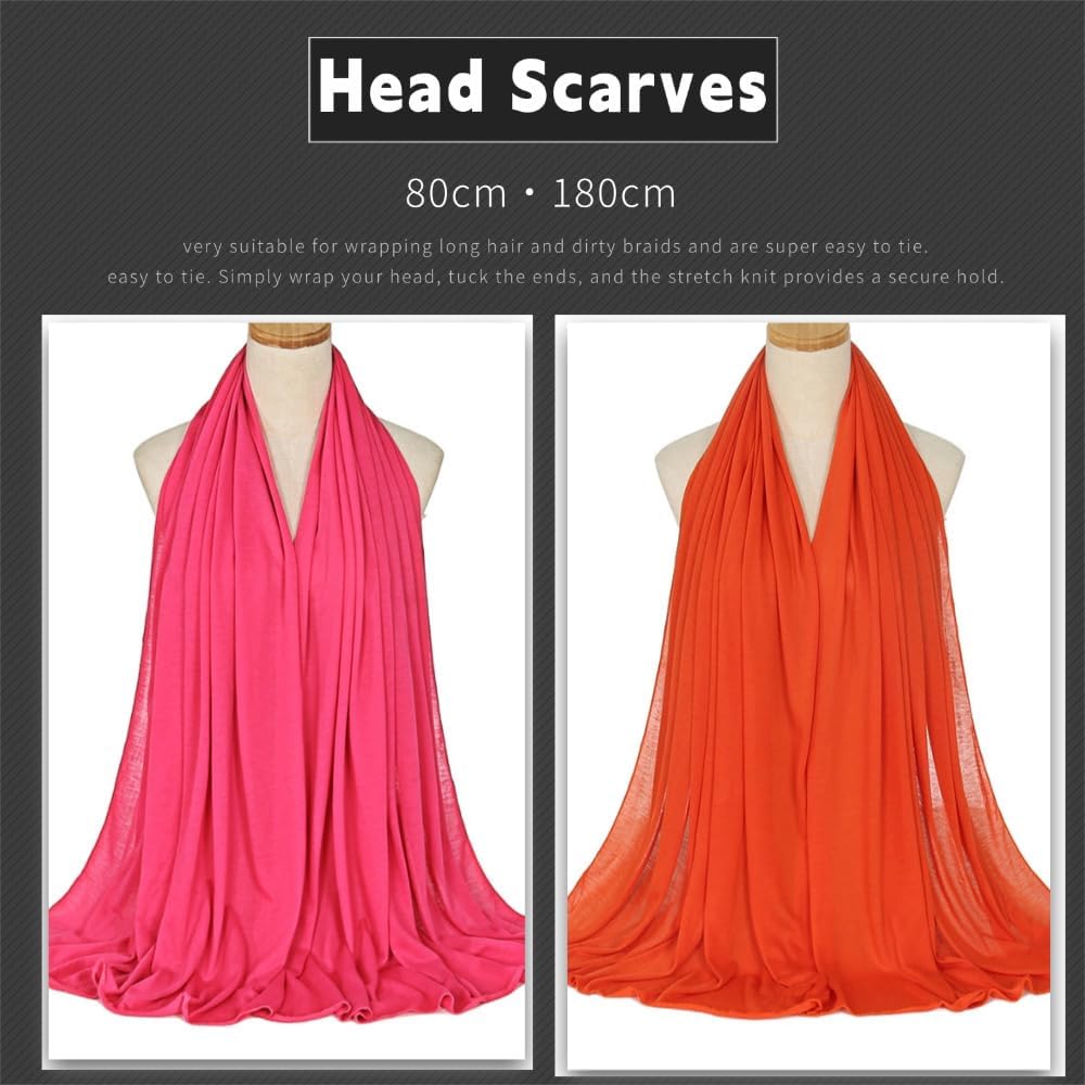 2PCS Head Wraps for Women Turban Headwraps Hair Scarves Long Large Lightweight Soft Headscarf Headband Wide Hijabs - Image 2