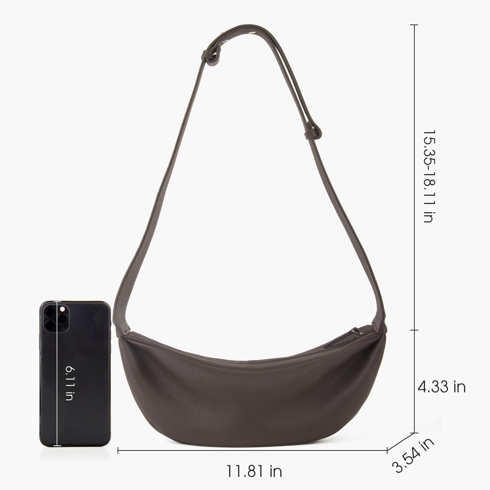 DONNAIN Torby na ramię z prawdziwej skóry crossbody damskie, minimalistyczny styl, na co dzień, torby na klatkę piersiową z szerokim paskiem