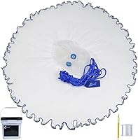 Vista 9 de Drasry Saltwater Fishing Cast Net for Bait 3/8 1/4 or 1/2 with Heavy Sinkers Fish Trap Throw Net. Size 3ft/4ft/5ft/6ft/7ft/8ft/9ft/10ft Radius