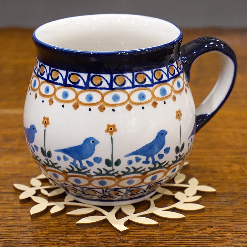 新品　ポーリッシュポタリー　マグカップ　プレート　セット　鳥 新品未使用 ポーリッシュポタリー Artystyczna社 青い鳥
