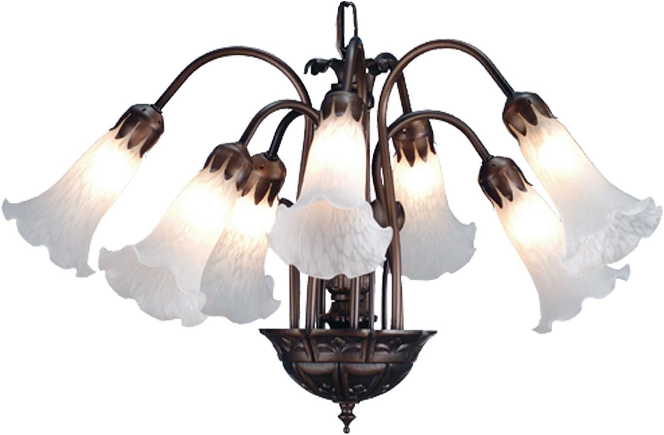 Meyda Tiffany 11621 Pond Lily 7 Light Chandelier, 20" Width, White