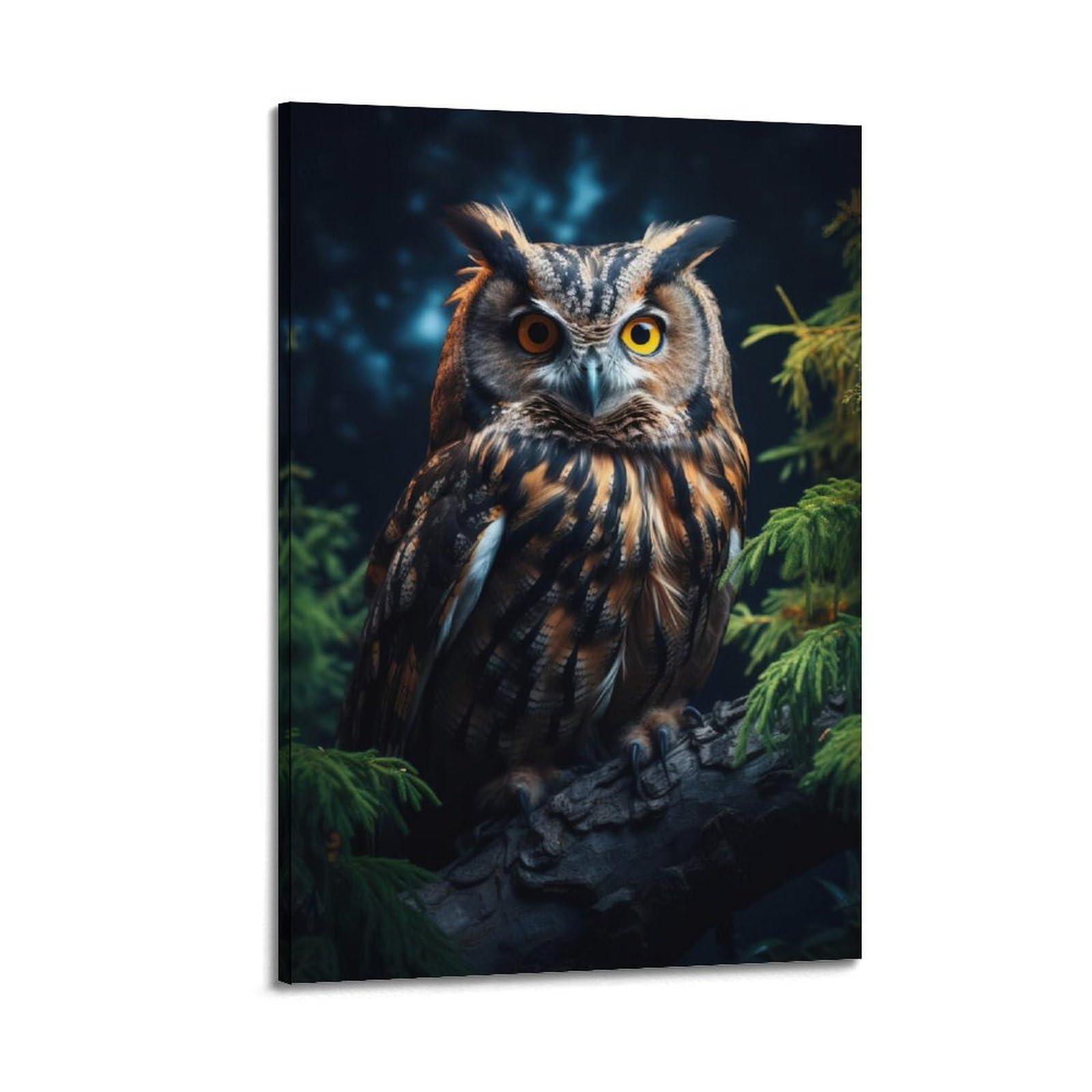 JTLFXY Animal Artwork Poster The Owl's Gaze Poster Decorative Painting Canvas Wall Posters And Art Picture Print Modern Family Bedroom Decor Posters 20x30inch(50x75cm)