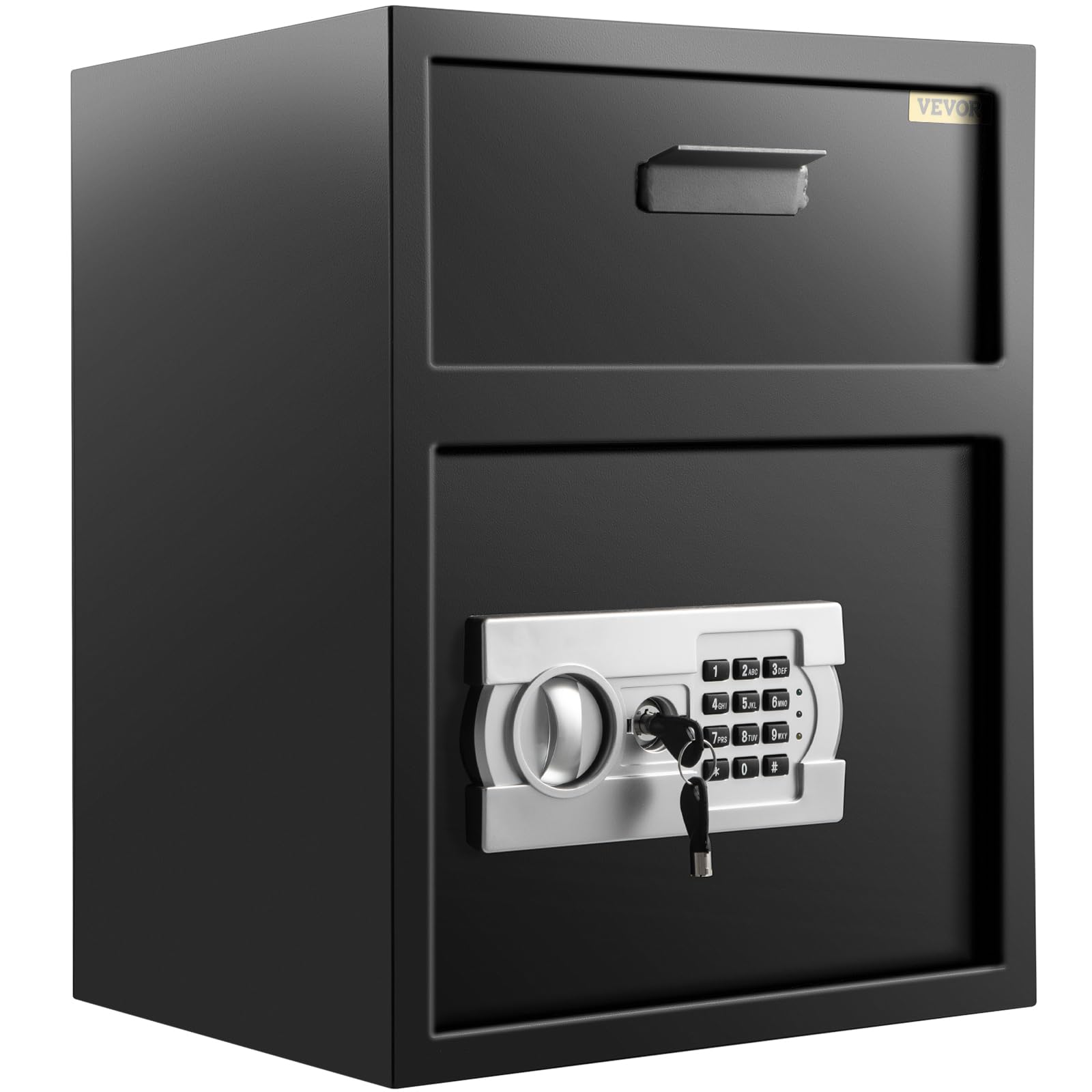 VEVOR Coffre-Fort Antivol Avec Fente de Dépôt, Sécurité Électronique en Acier Au Carbone, Ignifuge, 2 Clés, 2 Kits de Codes, Numérique LCD Pour Document et Arme