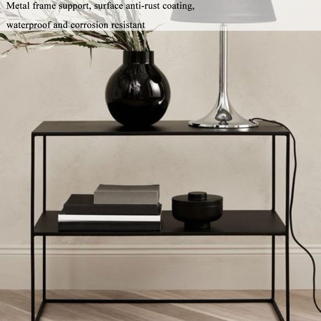 GIZNXBA Console Table Black, Small Sofa Table with Shelves, Modern Metal Entryway Table for Hallway, Foyer, Front Hall, Sofa Couch, Living Room, Bar, Kitchen (Color : /White)