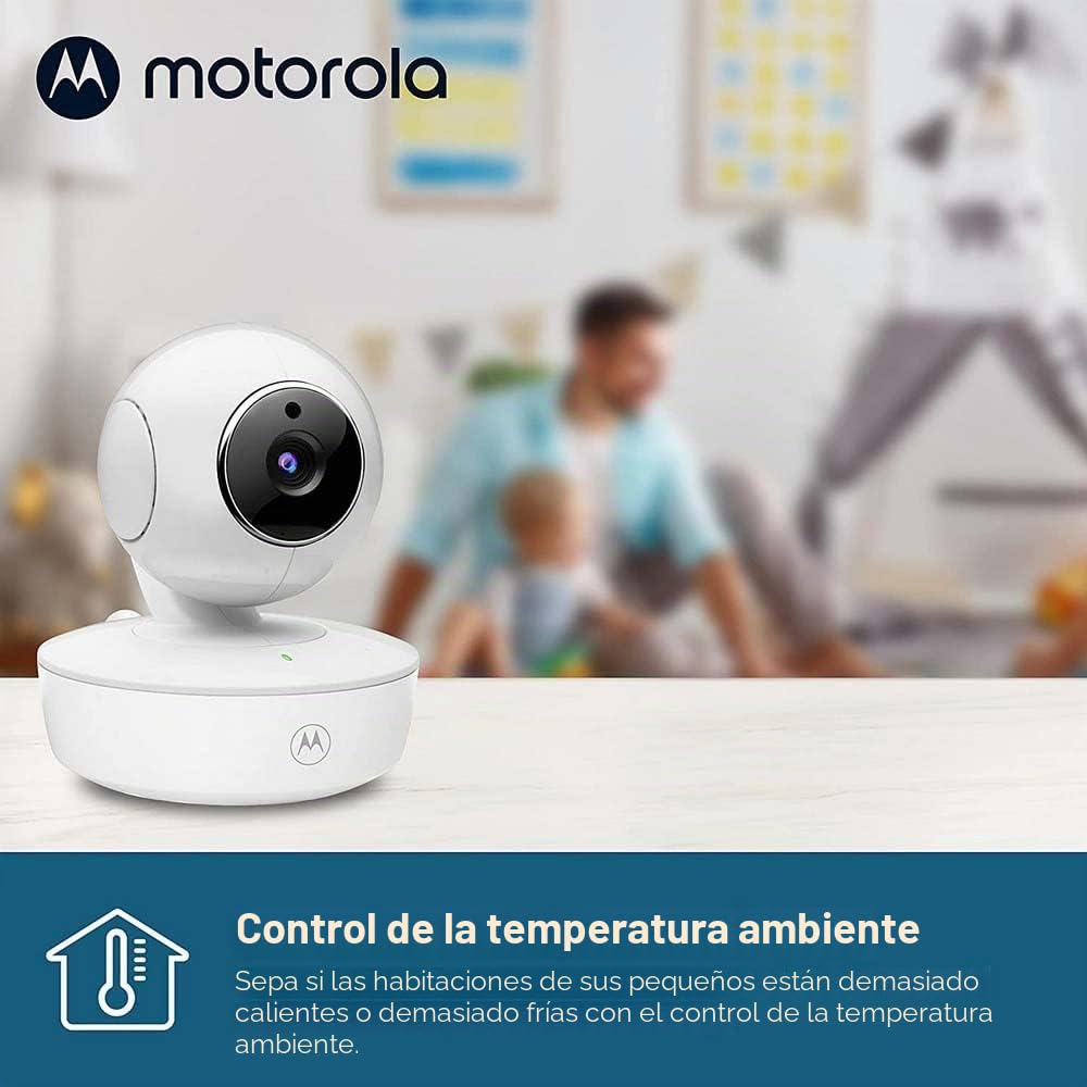 Motorola Nursery VM55 - Cámara Babyphone - Visión nocturna - Pantalla LCD de 5 pulgadas - Inalámbrica - Monitorización de temperatura - Sistema de comunicación bidireccional blanco