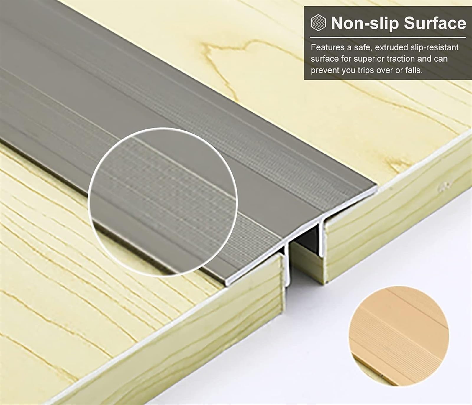Profilo di Transizione, Striscia di Soglia, Riduttore da pavimento a laminato/legno a piastrelle, ideale for la copertura del collegamento degli spazi tra piastrelle(Gold)