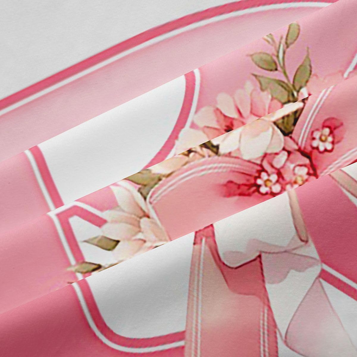 Feelyou Floral Daisy Curtains for Bedroom Living Room Initial Letter R Blackout Darkening Drapes Pink Bow Rose Window Treatments, 2 Panels 52 x 63 Inch Room Decor