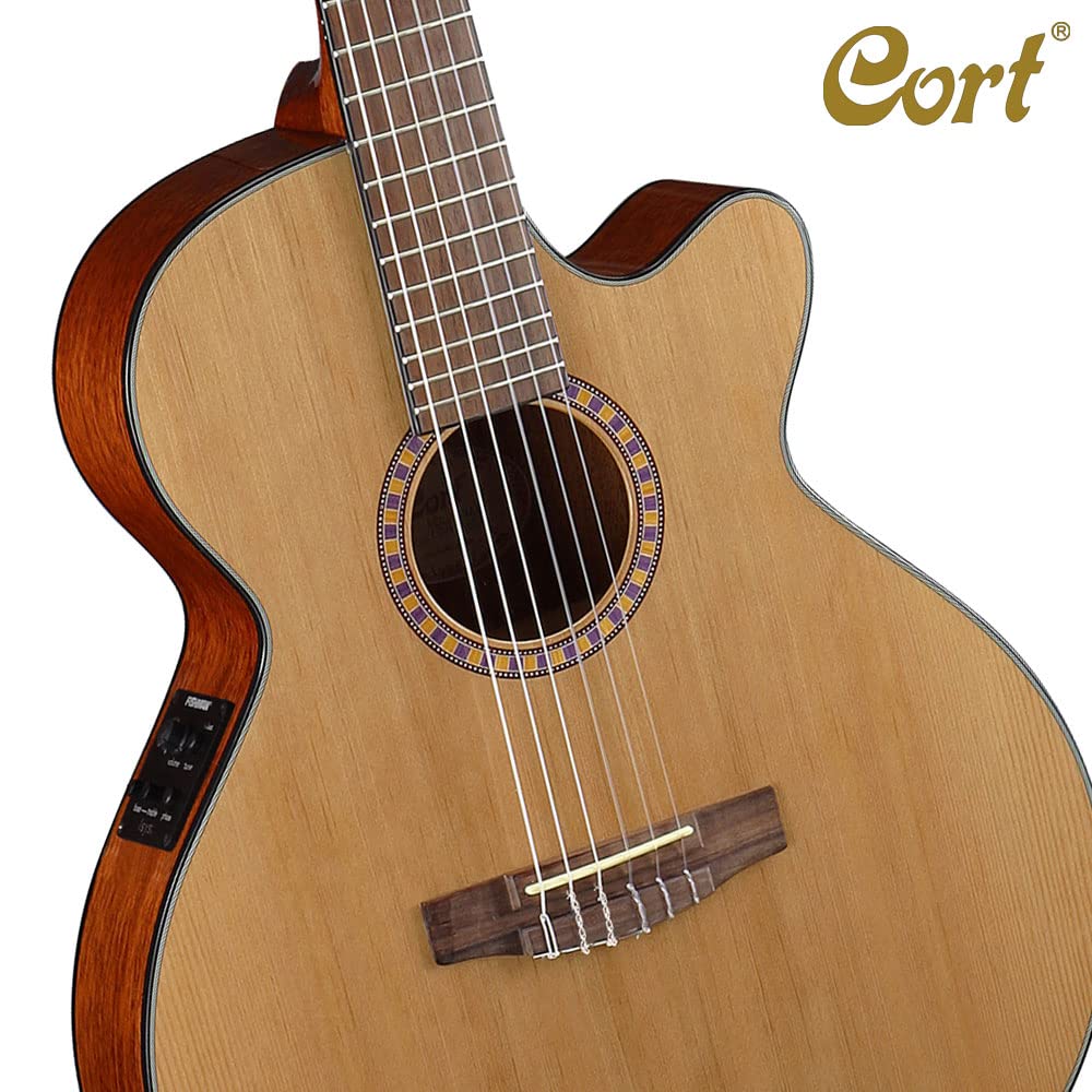 Cort CEC-5 Guitare Folk électro cordes Nylon Naturel brillant