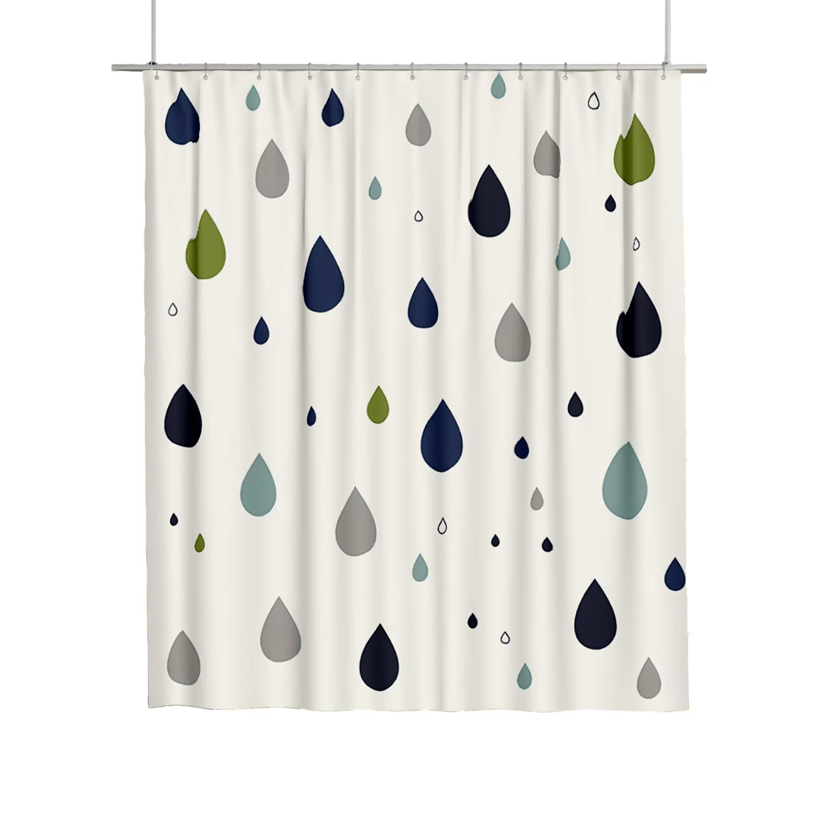 Rideau de douche beige 180x180 abstrait en tissu polyester lavable avec 12 crochets