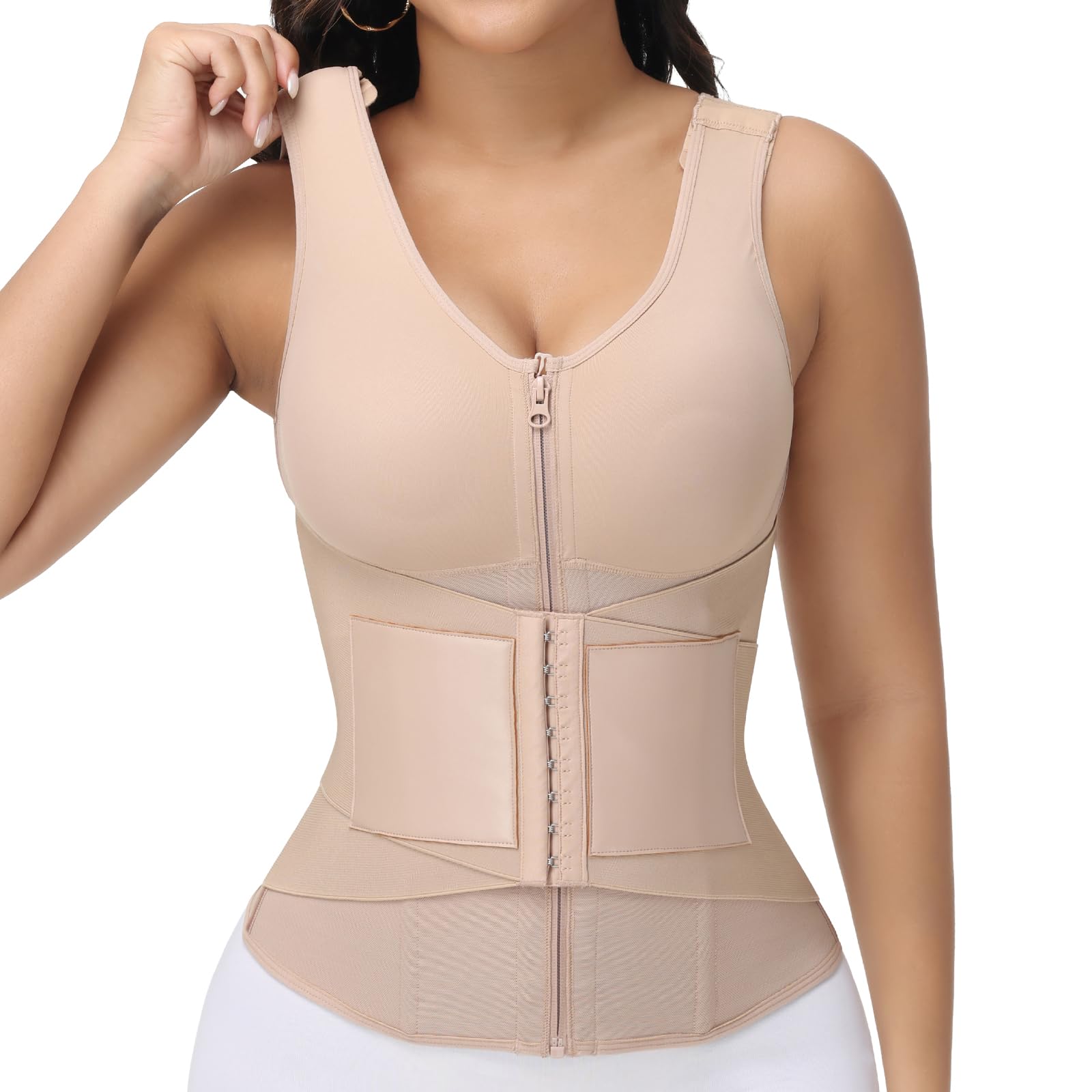 SHAPSHE Entrenador de cintura para mujer, corsé moldeador, control de abdomen, posparto, moldeador de cintura, brasier moldeador de cuerpo con soporte de espalda
