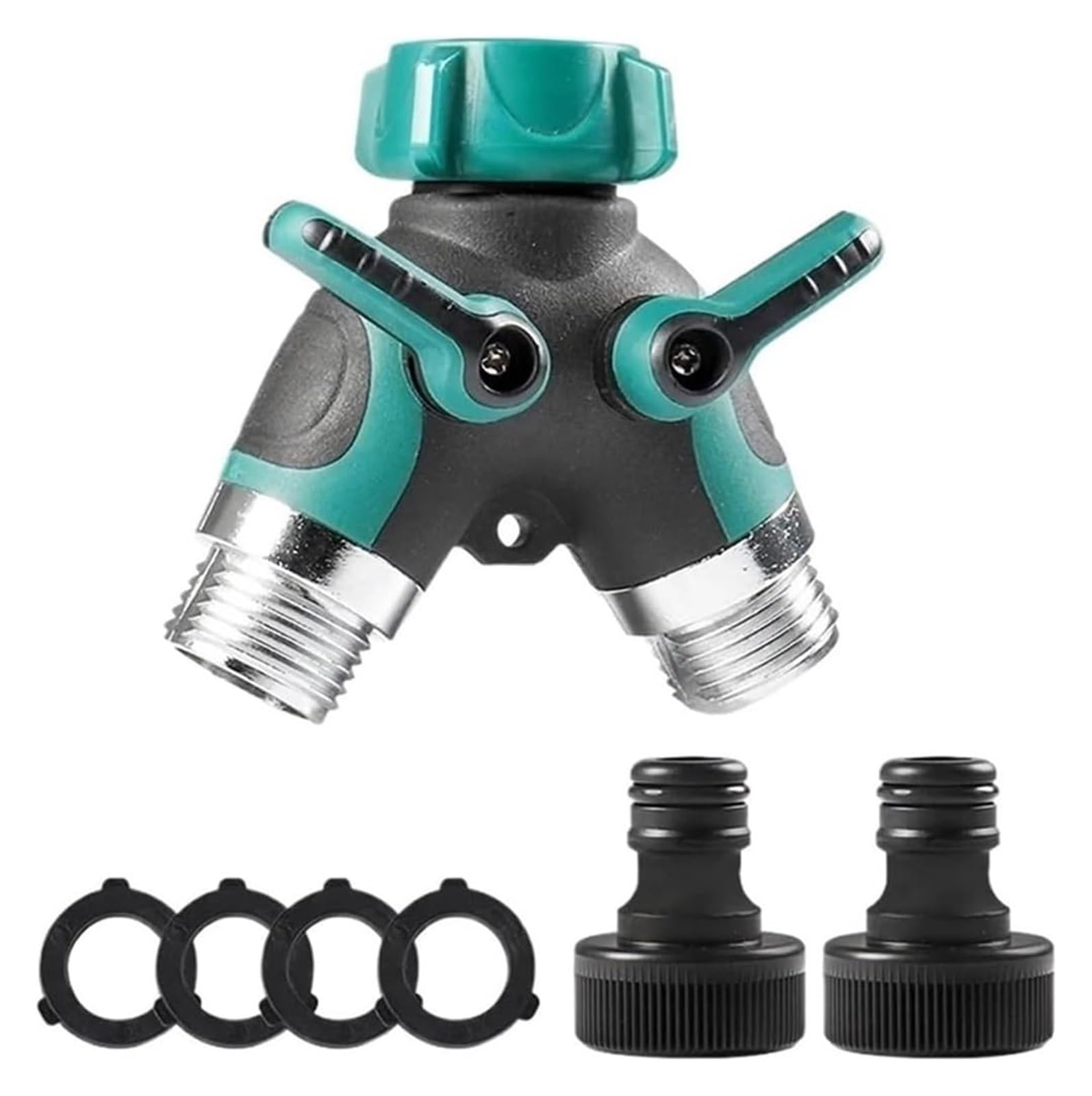 Raccordo per Rubinetto da Giardino, Connettore sdoppiatore for Tubo Tipo Y da 2 Pezzi 3/4 Pollici EU/US Verde(Green Us)