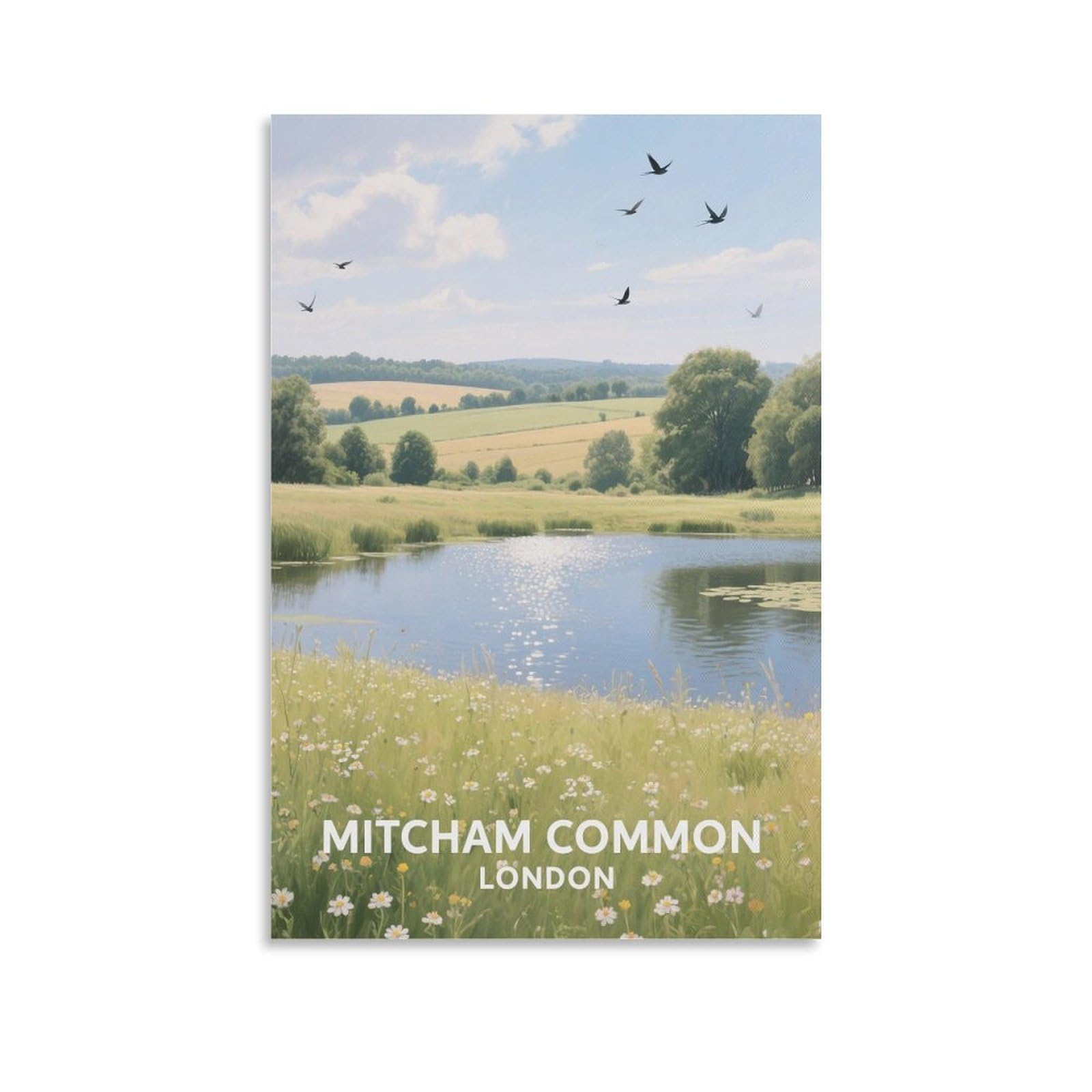 NHGEQAA Mitcham Common London Vintage Travel Posters 08x12inch(20x30cm) Canvas Wall Art Print Picture