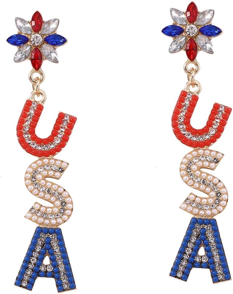 American Flag Earrings for Women Men USA Flag Earrings American Independence Day Jewelry for Women Men