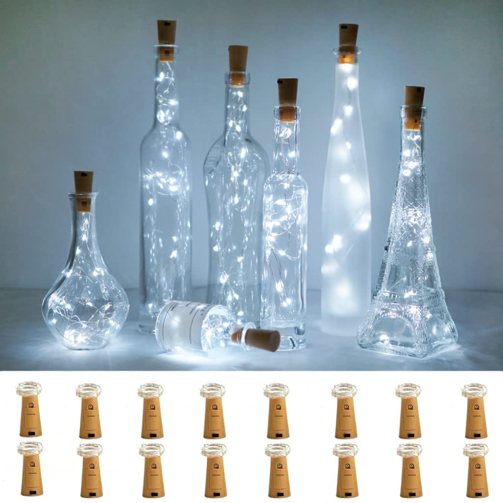 Lovenite Wine Bottle Lights With Cork, 16 Pack Battery Operated 20 Led Cork