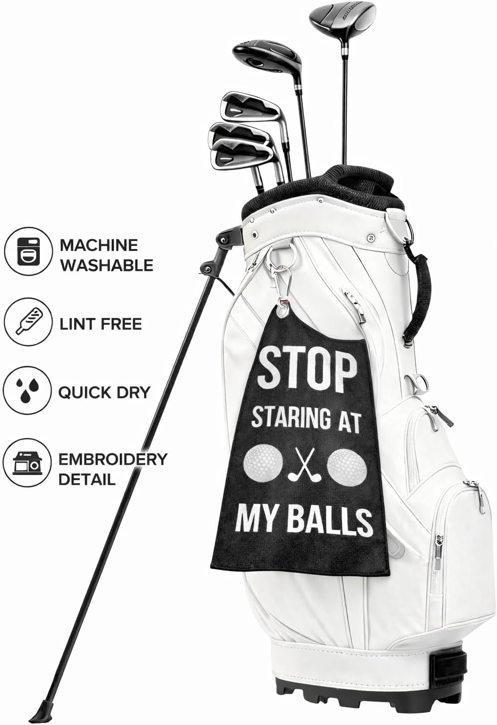 Funny Magnetic Golf Towels for Golf Bags – Microfiber Waffle Weave Golf Towel Set (2 Pack), Strong Magnet Clip, Golf Accessories - Funny Golf Gifts for Men, Women, Dad, & Golfers