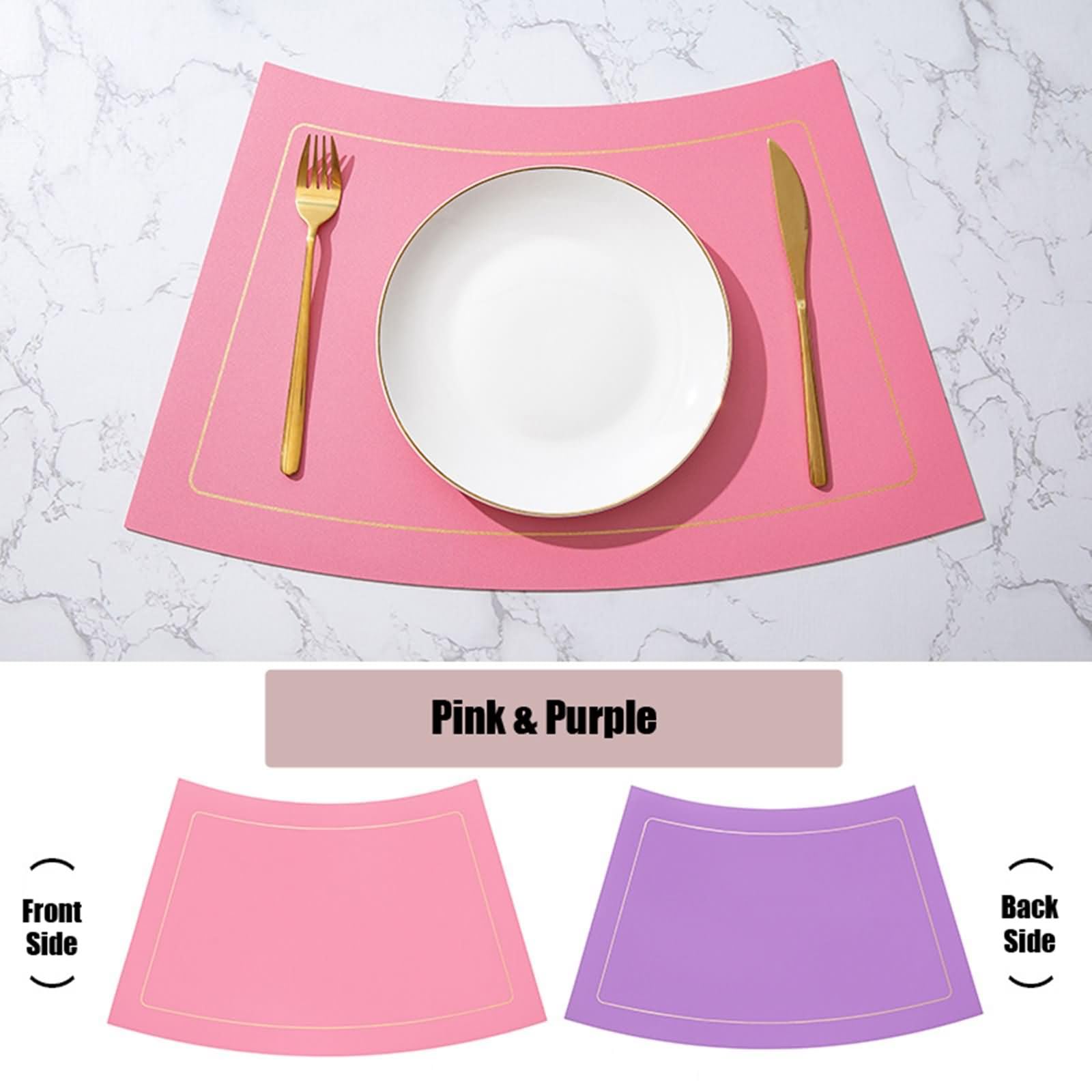 Set de Table Lavable Lot de 6, 30 x 50 CM Rose Violet Tapis de Table Antidérapant a Manger, Couleur Unie avec Ventilateur