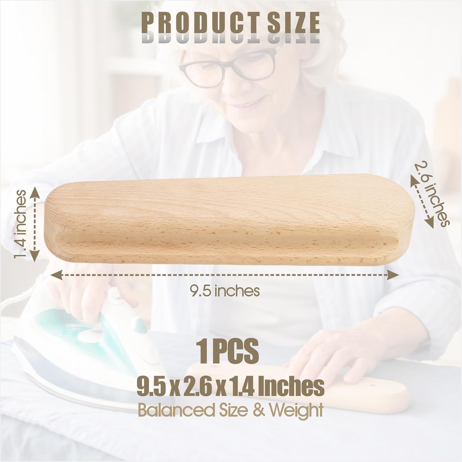 Tailor Clapper Beech Wood Pressing Block, Quilting Ironing Seam Press Tool for Sewing, Hardwood Seam Flattening Clapper 9.5 x 2.6 x 1.4 Inches