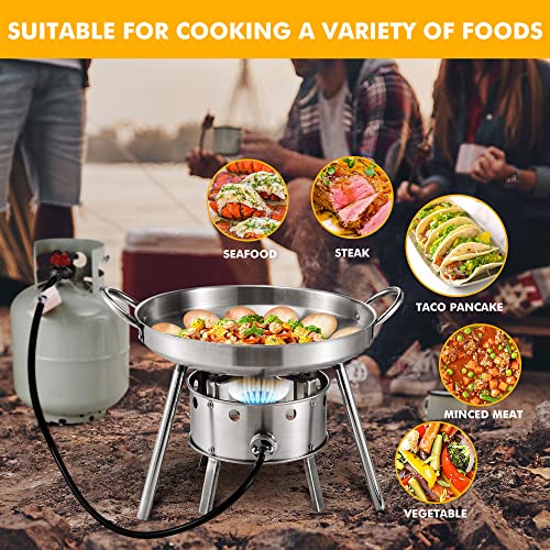 Aosion-Heavy Duty 21" Stainless Steel Comal Set With Propane Burner Stove,Discada Disc Cooker,Large Mexican Style Comal Grill Outdoor Frying Pan Great For Backyard And Outdoor Cooking. #TOP2